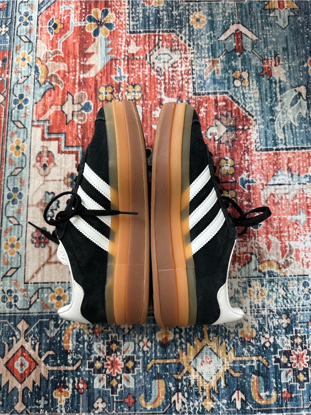 Adidas Gazelle  Black & White Suede Platform Sneaker - Picture 3 of 5